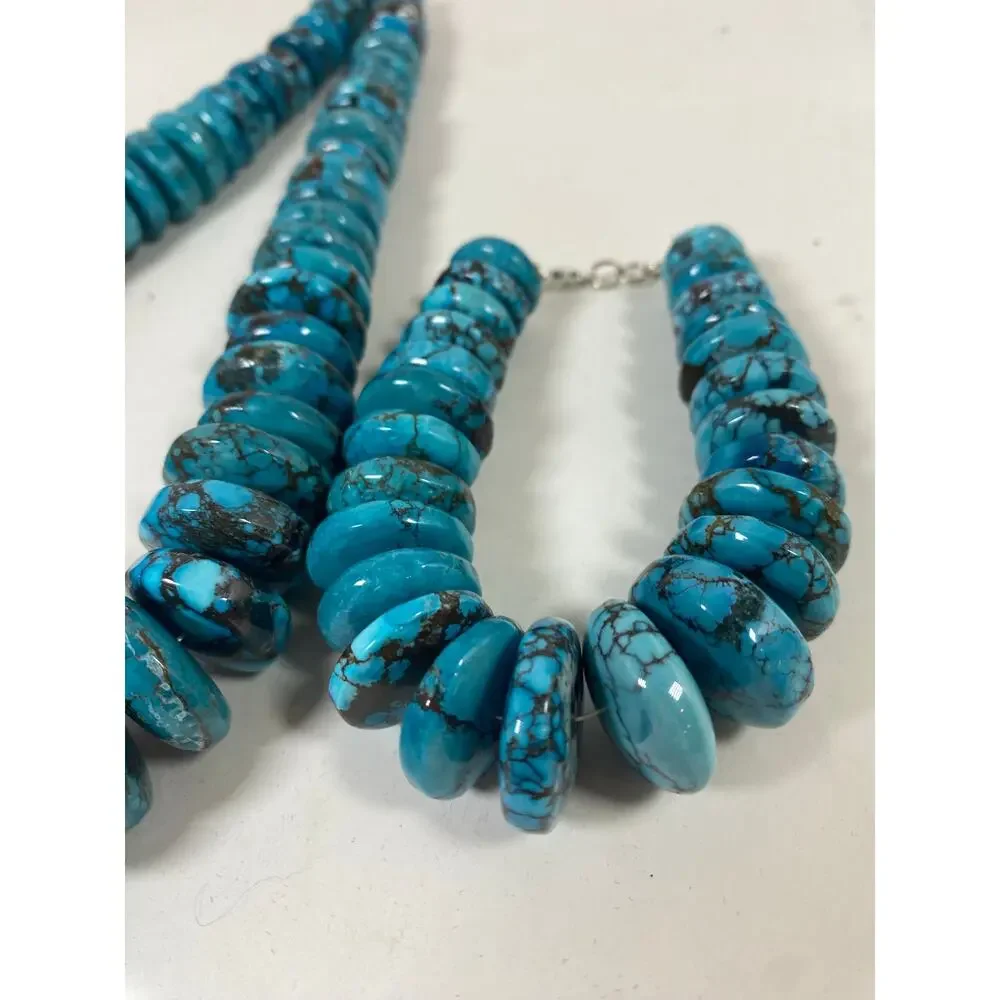 Graduated Blue Turquoise NuggetsNecklace and Braclet - Picture 6 of 10